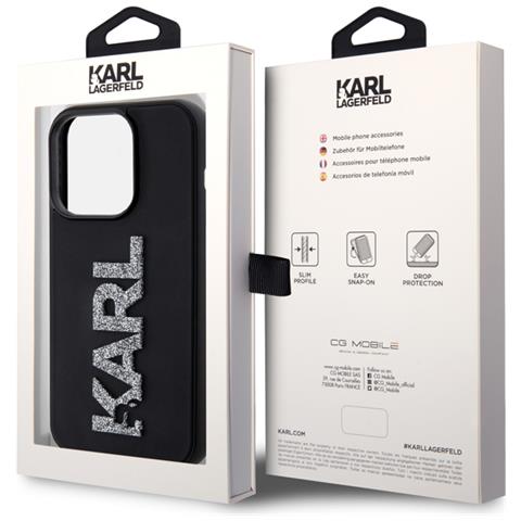Cover Per Iphone 15 Pro 3d Rubber Karl Glitter, Nero - Foto 3