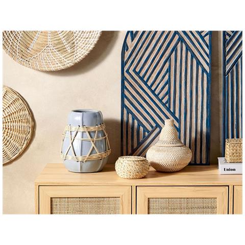 Vaso Decorativo Kamering Realizzato A Mano Ceramica Blu - Foto 1