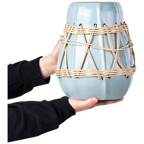 Vaso Decorativo Kamering Realizzato A Mano Ceramica Blu - Foto 6