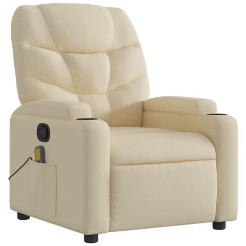 Poltrona Massaggiante Reclinabile Crema In Tessuto - Foto 2