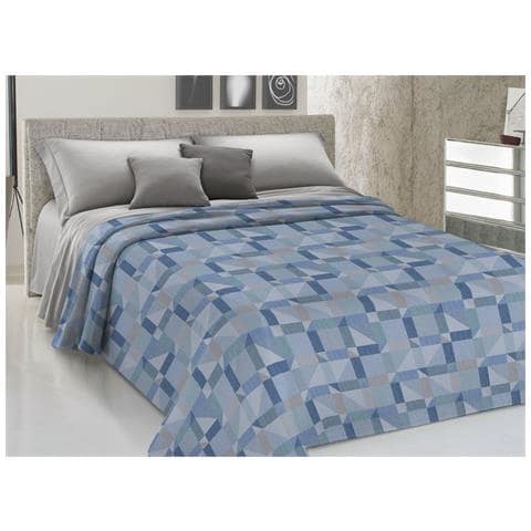 Copriletto Piquet Primavera Estate 100% Cotone Disegno 7879 Atene Singolo Azzurro - Foto 1