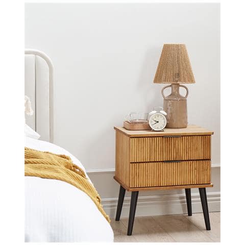 Comodino 2 Cassetti Timmins Legno Di Pino Marrone - Foto 1