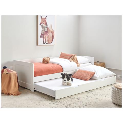 Letto Estraibile Legno Di Pino Gravelines 90 X 200 Cm Bianco - Foto 1