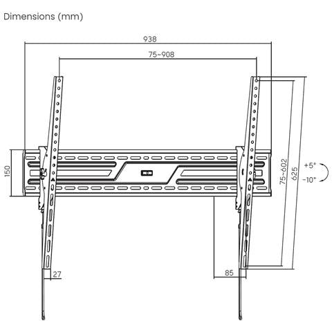 WT100T-319 Supporto TV a parete 2,54 m (100") Nero - Foto 7