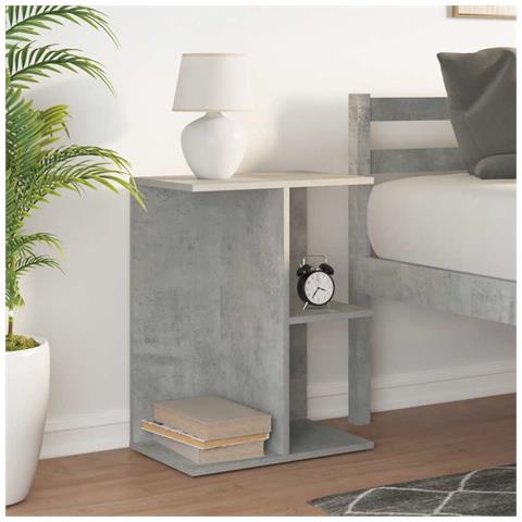 Comodino Grigio Cemento 46,5x29x61 Cm In Legno Multistrato - Foto 3