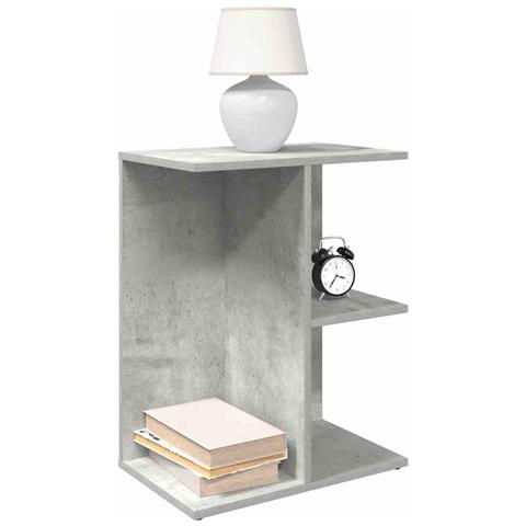 Comodino Grigio Cemento 46,5x29x61 Cm In Legno Multistrato - Foto 1