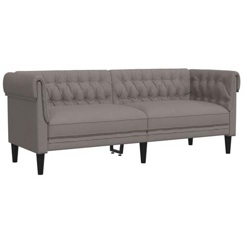 Divano Chesterfield A 3 Posti Tortora In Tessuto - Foto 2