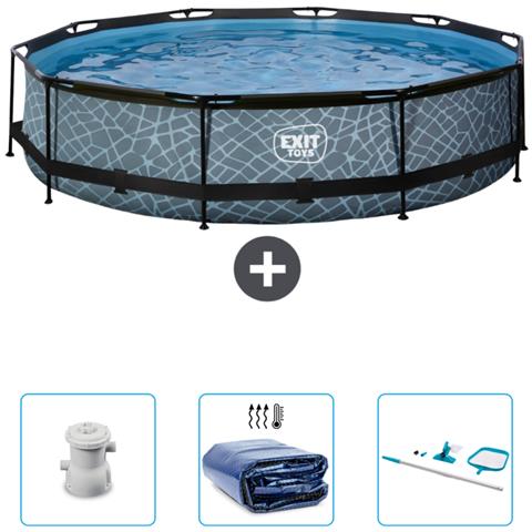 Piscina Fuori Terra - In Giro - 360x360x76 Cm - Grigio - Include Accessori Coordinati Cb90 - Foto 1