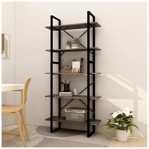 Lusso Casadino -  Libreria A 5 Ripiani Grigia 80x30x175 Cm In Legno Di Pino - Foto 6