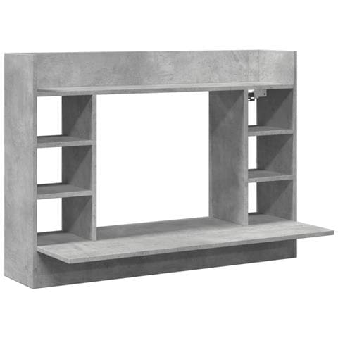 Scrivania A Parete Grigio Cemento 105x48x75cm Legno Multistrato - Foto 1