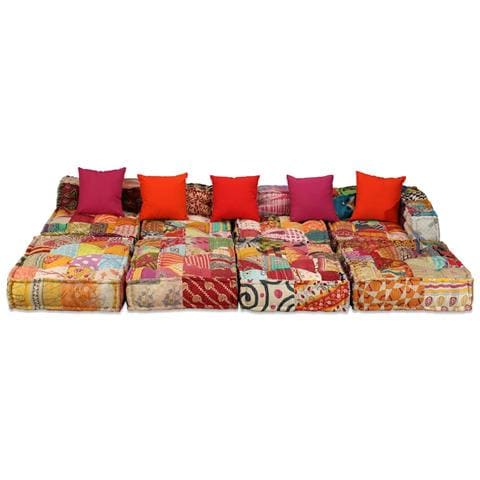 Pouf Modulare A 4 Posti In Tessuto Patchwork - Foto 1