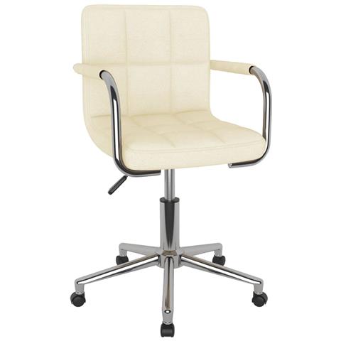 Sedia Da Pranzo Girevole Crema In Tessuto - Foto 2