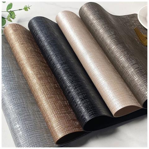 Set Di 6 Tovagliette In Pelle Nere E Dorate Ovale - Foto 2