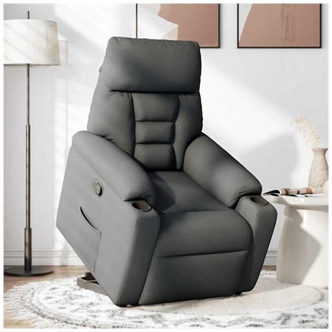 Poltrona Alzapersona Reclinabile Grigio Scuro in Tessuto - Foto 2