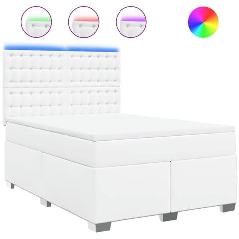 Giroletto a Molle con Materasso Bianco 140x190 cm in Similpelle - Foto 1
