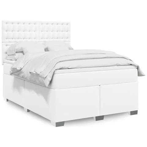 Giroletto a Molle con Materasso Bianco 140x190 cm in Similpelle - Foto 2