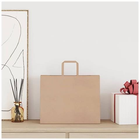 Sacchetti di Carta 250 pz con Manici Marrone 32x22x24 cm - Foto 2