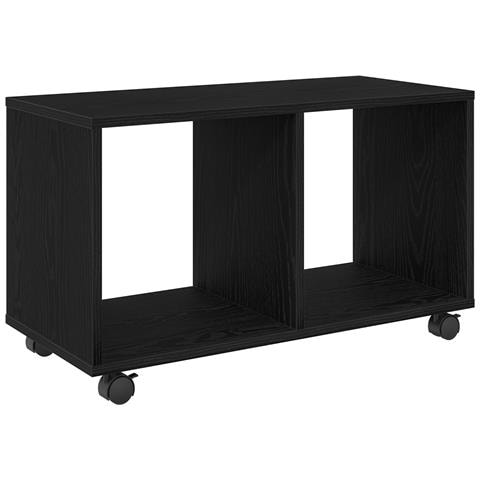 Tavolino con Ruote Rovere Nero 72x33x42,5 cm Legno Ingegnerizzato - Foto 1
