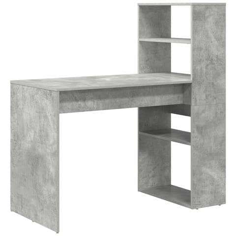 Scrivania con stoccaggio grigio cemento 113x54x120 cm legno ingegnerizzato - Foto 1
