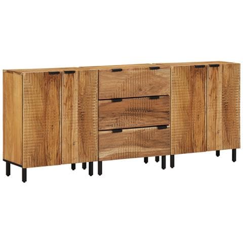 Mobile soggiorno a 3 pezzi marrone 60x33x75 cm in legno massello di acacia. - Foto 1