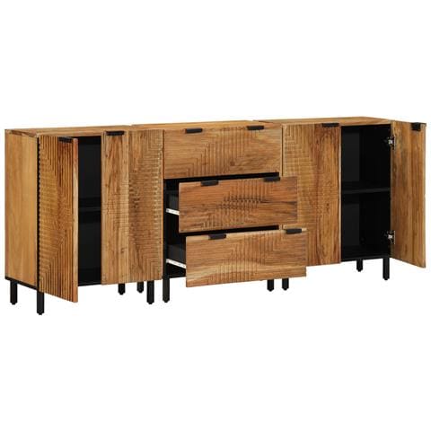 Mobile soggiorno a 3 pezzi marrone 60x33x75 cm in legno massello di acacia. - Foto 2