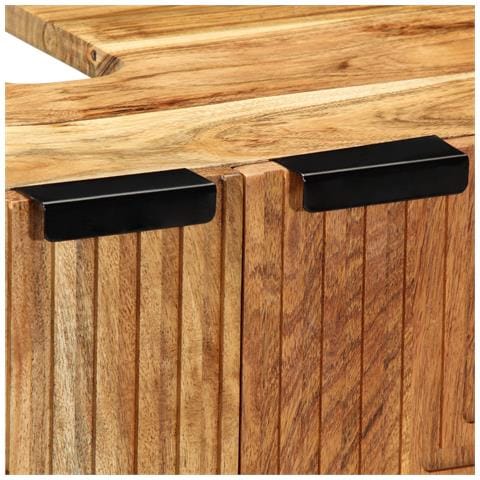 Mobile soggiorno a 3 pezzi marrone 60x33x75 cm in legno massello di acacia. - Foto 9