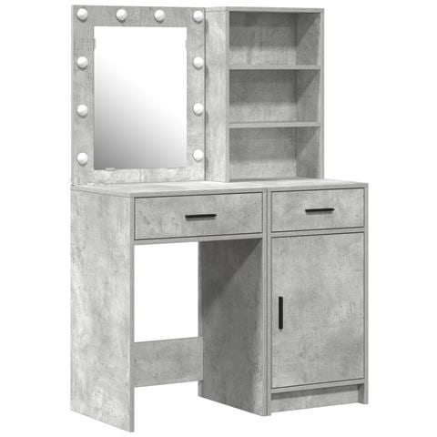 Set da toeletta 2 pezzi con LED Grigio cemento in legno ingegnerizzato - Foto 1