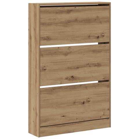 Cabinet per scarpe in rovere artigianale 80x21x125,5 cm in legno ingegnerizzato - Foto 1