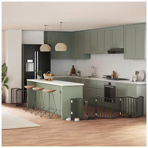 Cancello per Cani Porta Pieghevole Nero 9 Pannelli 450cm Pioppo - Foto 2