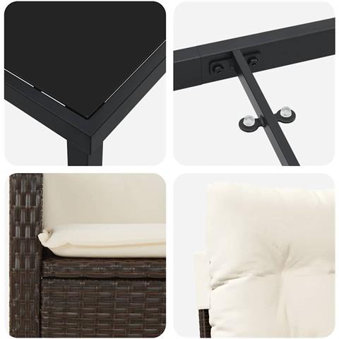 Set da Pranzo per Giardino 5 pcs Marrone polyrattan - Foto 9