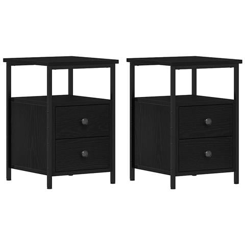 Comodini 2 pz Rovere Nero 34x35,5x50 cm Legno di Argilla - Foto 1