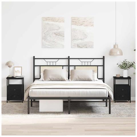 Comodini 2 pz Rovere Nero 34x35,5x50 cm Legno di Argilla - Foto 2