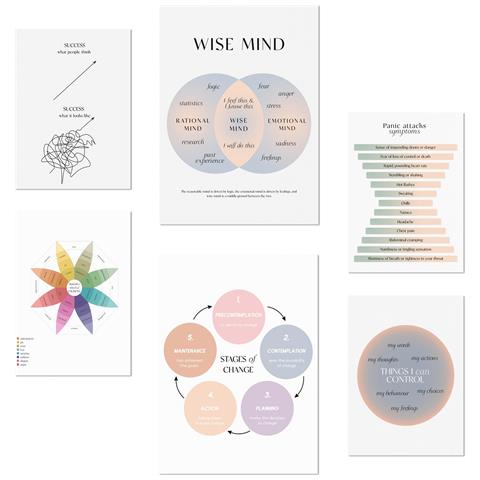 Set Di 6 Stampe Benessere 2 Con Illustrazioni Di Design Per Decorare Le Pareti Della Tua Casa, Ufficio, Negozio E Attività Commerciale A3 & A4 Senza Cornice - Foto 1