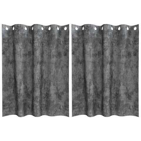 Tenda con tende 2 pcs Grigio 140 x 140 cm Velluto - Foto 1