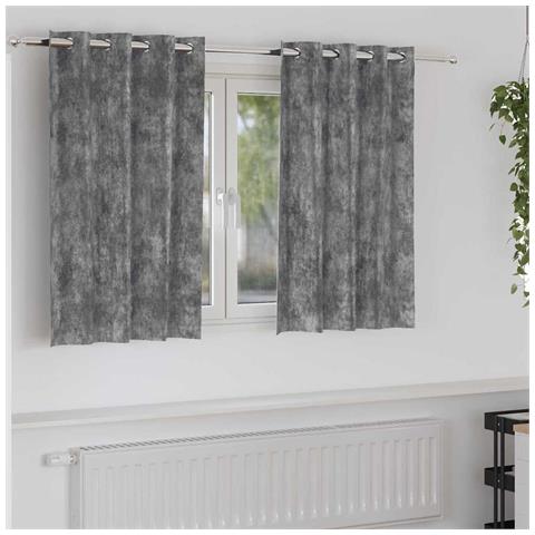 Tenda con tende 2 pcs Grigio 140 x 140 cm Velluto - Foto 2