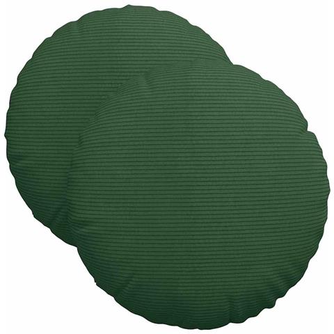 Cuscini per Seduta 2 pcs Verde Scuro Ø 40 cm Tessuto in Cords - Foto 1