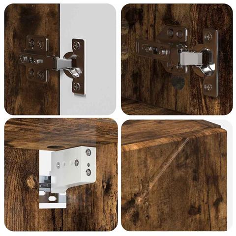 Mobiletto per specchio da bagno Rovere fumo 80 x 17 x 55 cm - Foto 9