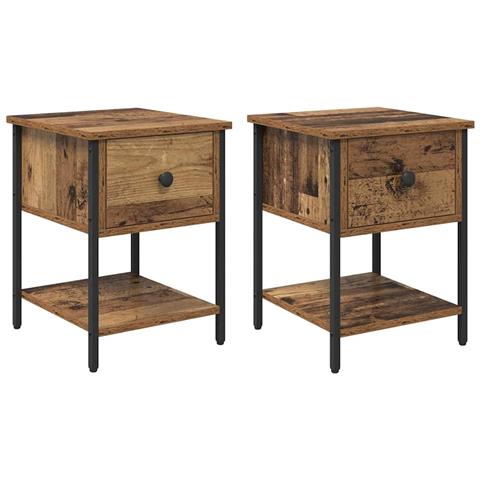 Comodino con cassetto 2 pcs Legno vecchio 34 x 35,5 x 45 cm - Foto 1