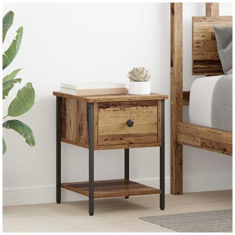 Comodino con cassetto 2 pcs Legno vecchio 34 x 35,5 x 45 cm - Foto 2