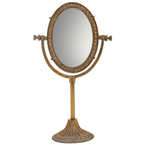 Specchio Cosmetico In Resina Con Supporto Dorato 17x9,5x30,5h - Foto 2