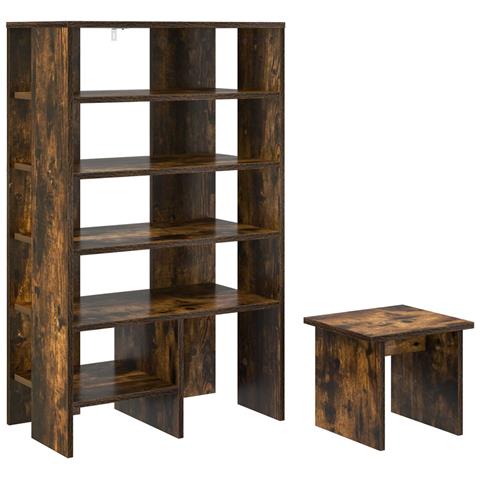 Mobile per scarpe 2 pcs Rovere fumé Legno multistrato - Foto 1