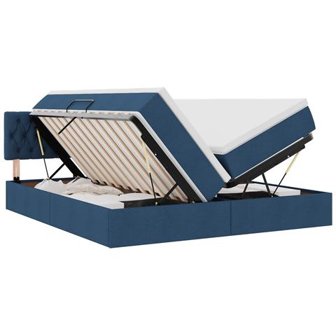 Letto con Contenitore Blu 200 x 200 cm Pelle Sintetica - Foto 1