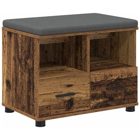 Panca per ingresso con cuscino Legno vecchio 60 x 38 x 46 cm - Foto 1