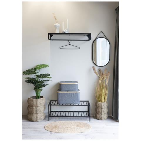 Cestino Noto In Bambù E Tessuto Grigio Scuro 45x30x25 Cm - Foto 5