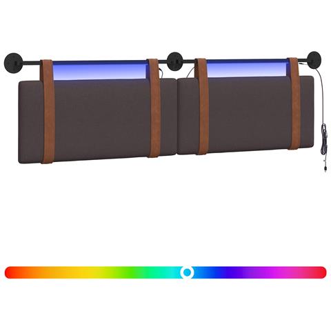 Testiera sospesa Con luce LED Marrone Scuro PU Antico - Foto 1