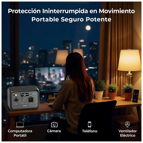 P800 Stazione di Energia Portatile 800W, Centrale Elettrica Portatile Batteria Lifepo4 512Wh, Generatore Con Uscite Usb A E C, Potenza Massima 1600W, Ricarica Rapida 6 Kg, Ideale Per Campeggio - Foto 4