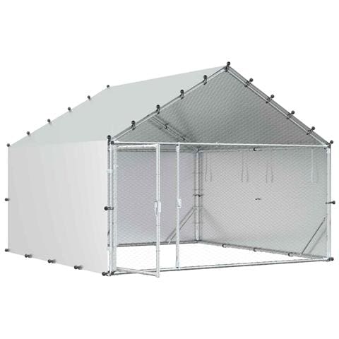Pollaio con tetto Argento 200 x 200 x 150 cm Acciaio zincato - Foto 9
