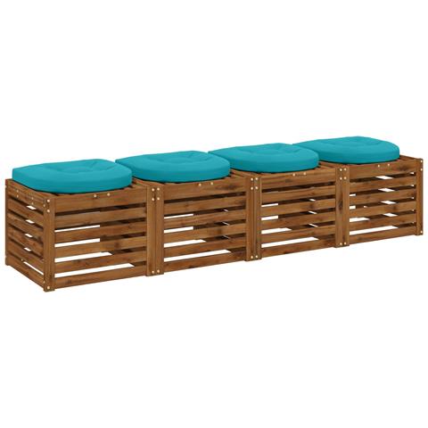 Cuscini per Sedia in 4 Pezzi 4 pz 100% Poliestere Turchese - Foto 2