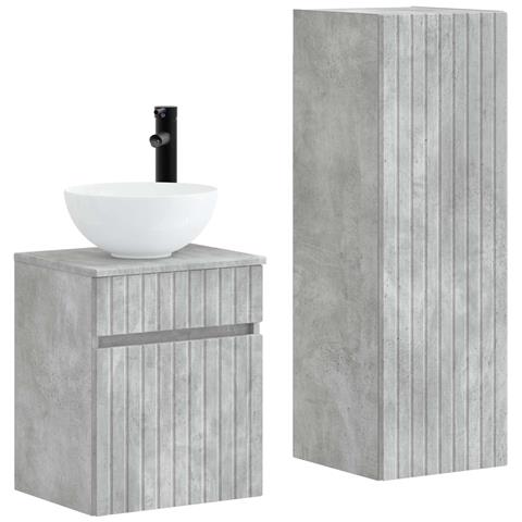 Set di mobili per il bagno 2 pz Grigio Cemento - Foto 1