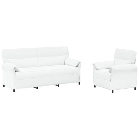 Set di divani 2 pz Bianco Tessuto - Foto 1